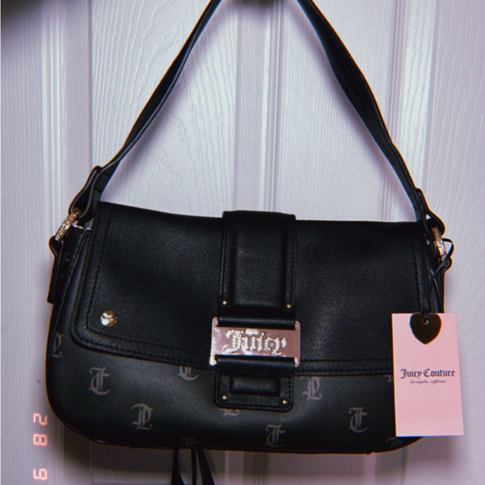 Juicy Couture Black Y2CUTE Flap Shoulder & Crossbody bag with gold accents🖤